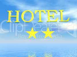 Golden Hotel sign 2 stars - 3D render