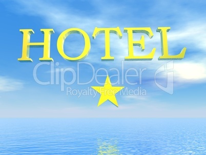 Golden Hotel sign 1 stars - 3D render