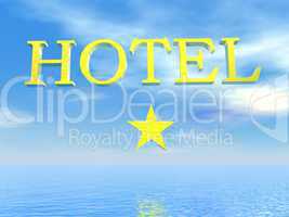 Golden Hotel sign 1 stars - 3D render