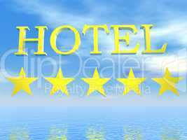 Golden Hotel sign 5 stars - 3D render