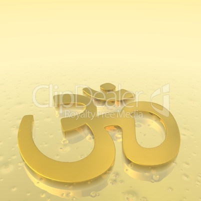 Golden aum symbol - 3D render