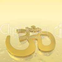 Golden aum symbol - 3D render
