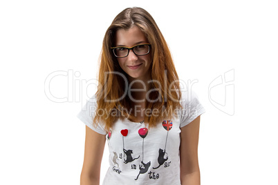 Teenager girl with glasses