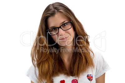 Portrait of teenager girl with glasses