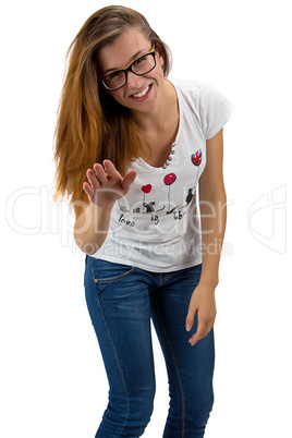 Funny teenager girl with glasses