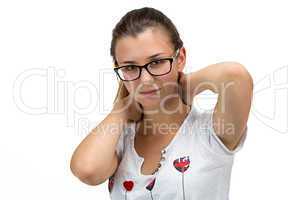 Teenager girl with glasses looking at camera