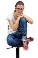 Thoughtful Teenager girl with glasses
