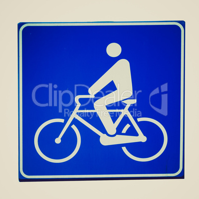 Retro look Bike lane sign