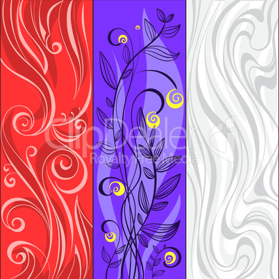 Collection of abstract banners with floral and nature motives