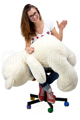 Teenager with teddy bear