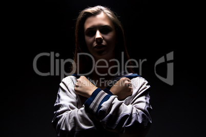 Teenager girl with arms crossed on her chest