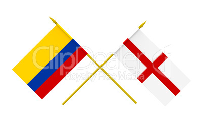 Flags, Colombia and England