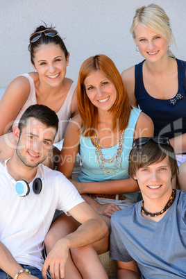 Portrait of college student friends group smiling