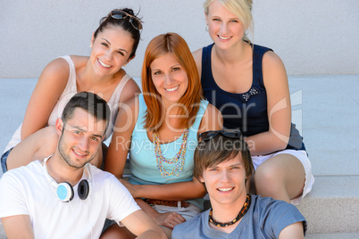 College student friends group smiling portrait
