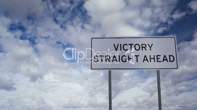 Victory Ahead Sign Clouds Timelapse