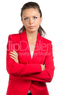 Portrait of businesswoman in red suit