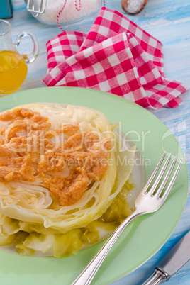 Young stewed cabbage on Irish art