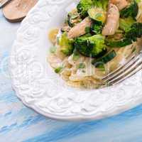 Farfalle pasta with zucchini and broccoli