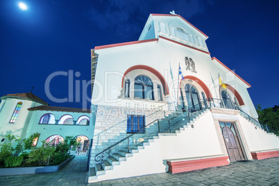 Church in Kos Town, Greece. View at night