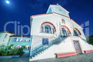 Church in Kos Town, Greece. View at night