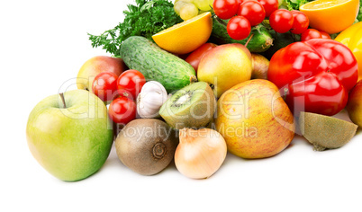 fruits and vegetables isolated on white background