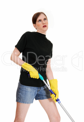 Woman tired of cleaning.