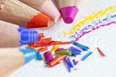 color pencils shavings