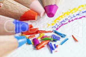 color pencils shavings