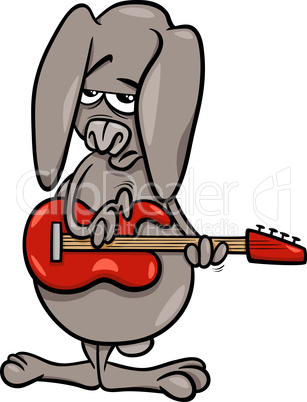 bunny playing guitar cartoon illustration