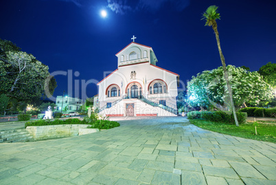 Church in Kos Town, Greece. View at night