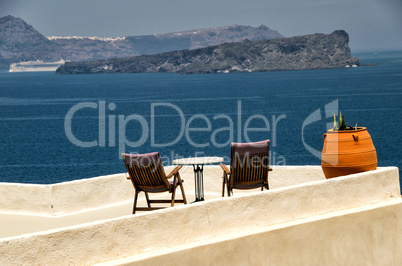 Deckchairs of a wonderful island terrace