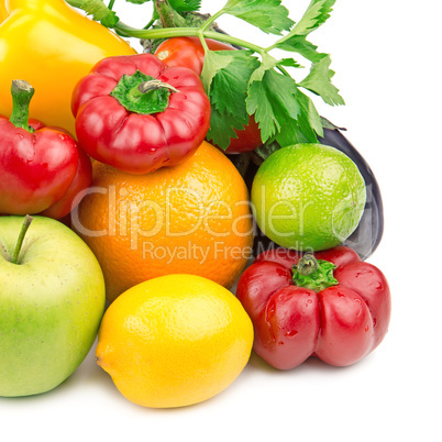 fruits and vegetables isolated on white background