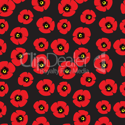 Seamless pattern of red poppies
