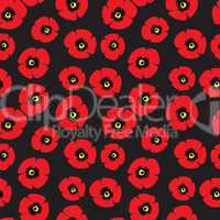 Seamless pattern of red poppies