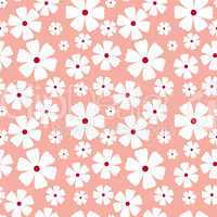 Seamless pattern with flowers on a pink background