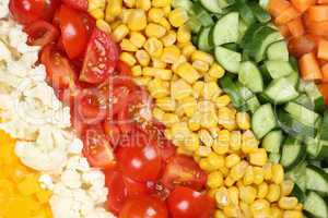 Gemüse Hintergrund mit Tomaten, Paprika und Mais