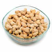 peanuts in a bowl isolated on white background