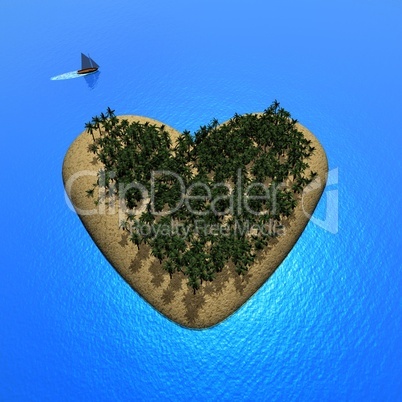 Heart island - 3D render