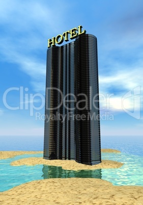 Hotel at the beach - 3D render