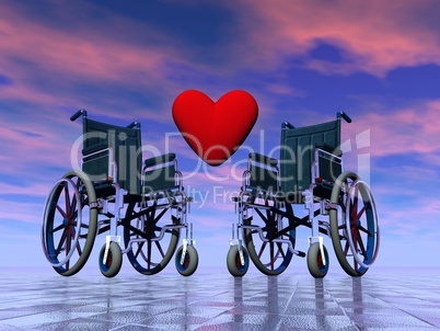 Handicapped persons love - 3D render