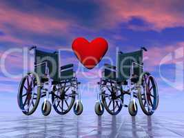 Handicapped persons love - 3D render