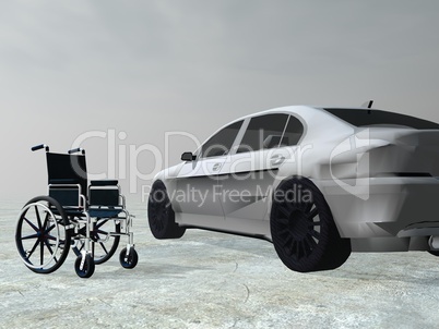 Adapted car for handicapped person - 3D render