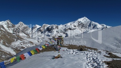 Prayer flags and Chulu West