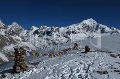 Prayer flags in the Himalayas, Chulu West