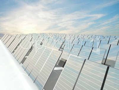 Solar Panels charging in a sunny sky