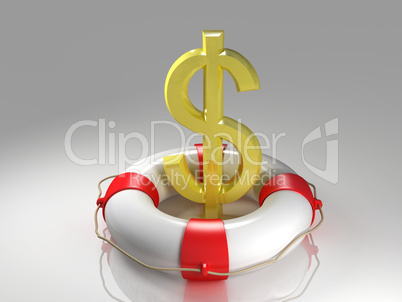 Dollar sign in the lifebuoy