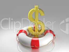 Dollar sign in the lifebuoy