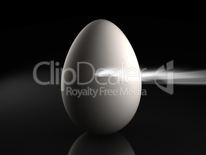 3d image of a egg getting broken by a light.