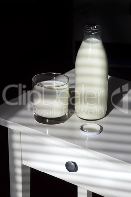 Glass and Bottle of Milk