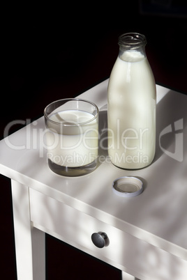 Glass and Bottle of Milk